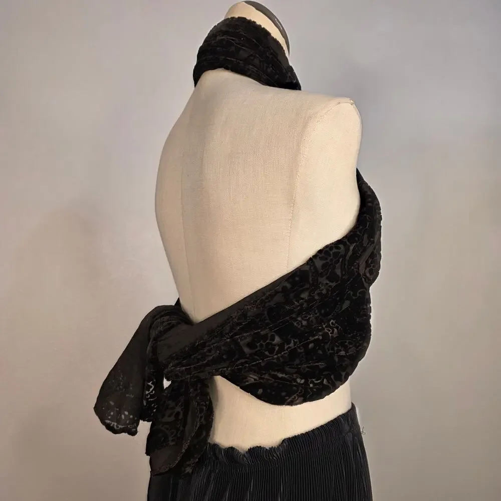 Velvet Burnout Scarf Shawl Goth Paisley Sheer Wrap Whimsigoth Festival Boho Silk